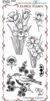 Spring Bird Daffodil Rubber Stamp sheet - DL